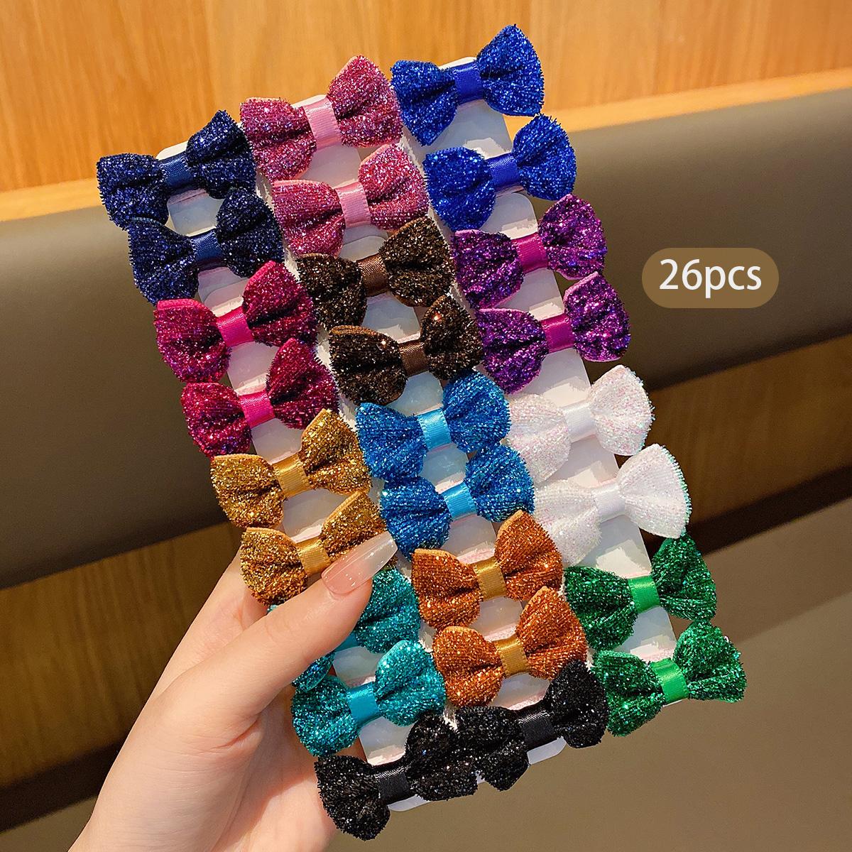 

26 color random fabric hair clips, sweet and stylish bow hair accessories