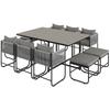 10 Seater Rattan Cube Garden Furniture Set, Rattan Dining Set with Cushions, Outdoor Dining Table and Chairs with 6 Armchairs, 4 Stools