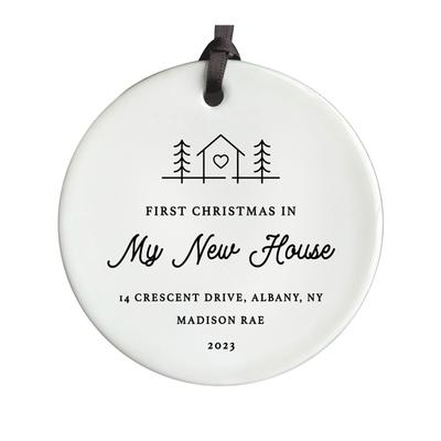 Adorno de primera Navidad en nuestra nueva casa, regalo de inauguración de la casa, colgante acrílico para decoración de árbol y coche, 2023