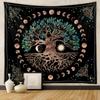 Floral Moon Phase Tapestry Boho Aesthetic Wall Hanging for Bedroom Living Room Dorm Hippie Vintage Home Decor