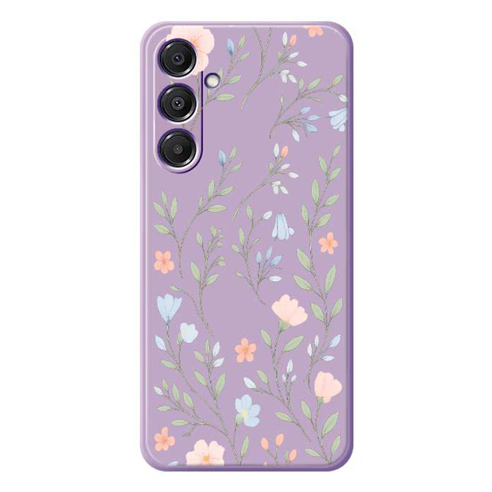 For Samsung Galaxy A16 5G/4G Case Pink Blue Flowers Pattern Printing Straight Edge TPU Phone Back Cover