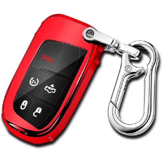 QBUC for Dodge Key Fob Cover 5 Button Silicone Remote Key Case for Dodge for Jeep Grand Cherokee