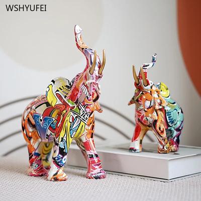 1Pz Resina Elefantessa Ornamento soggiorno ufficio camera da letto Arredamento casa Regalo inaugurazione casa Design elefante Scultura Artigianato