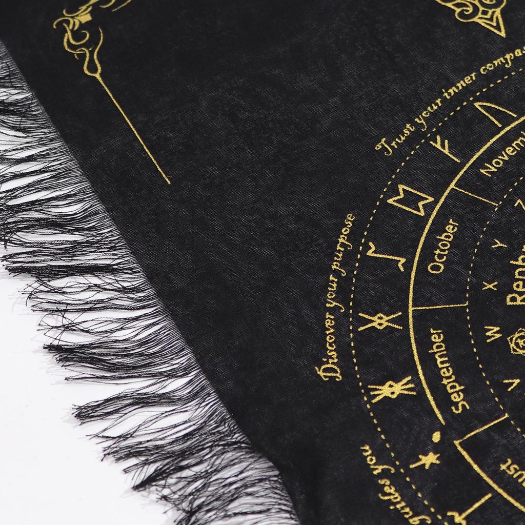 6x Ancient Witch Pendulum Divination Cloth - Sun Face - Black & Gold