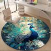 1PC Peacock Feathers Office Round Area Rug, Mat Suitable For Office, Under Office Chairs Bedroom Living Room Home Decor, Room Deco
