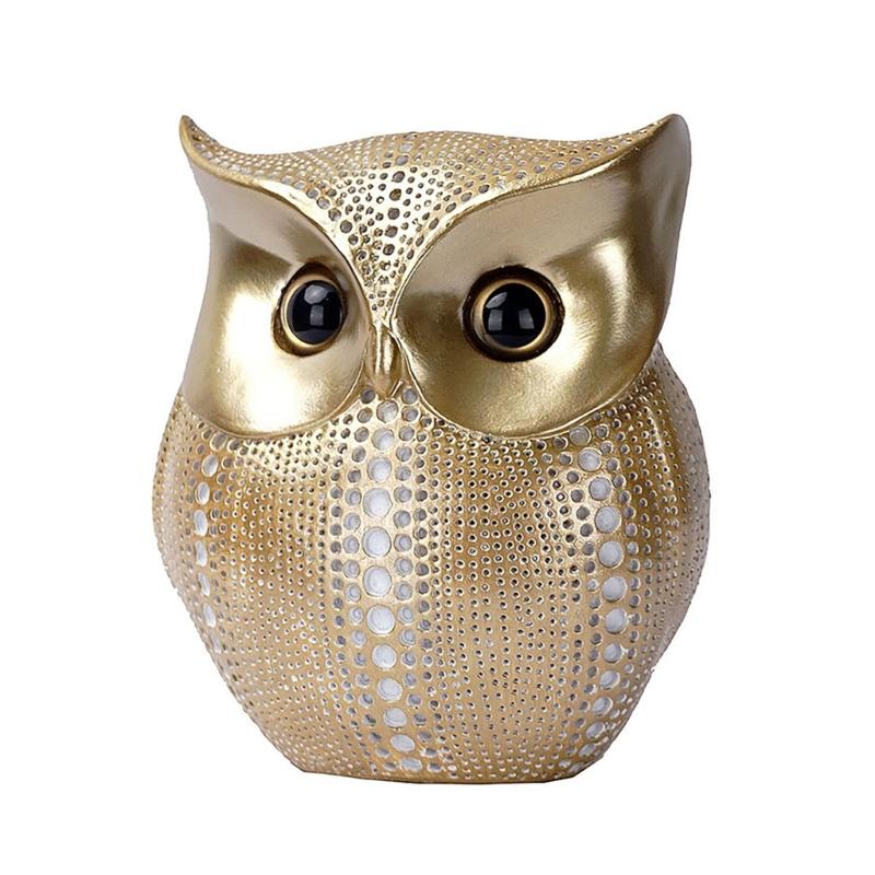 Dots Owl Statue Decorative Figurine Ornament for Home Office Resins Crafts Animal Sculpture for Book Shelf and TV Stand
