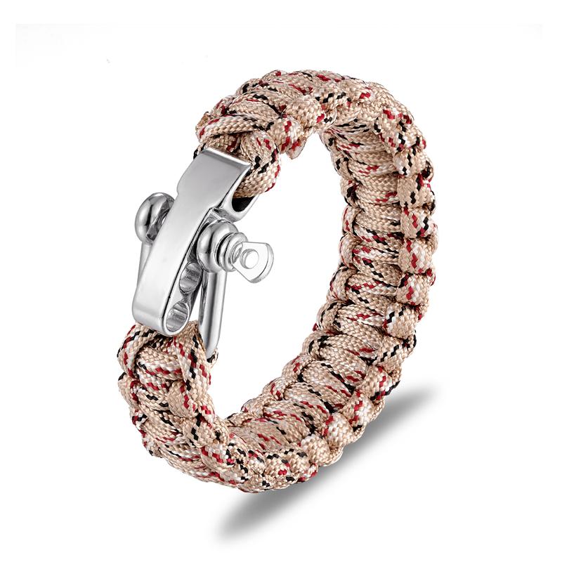 Pulseira de Sobrevivência Ajustável para Homens Mulheres Acampamento ao Ar Livre Emergência Fivela de Aço Inoxidável Pulseira de Paracord