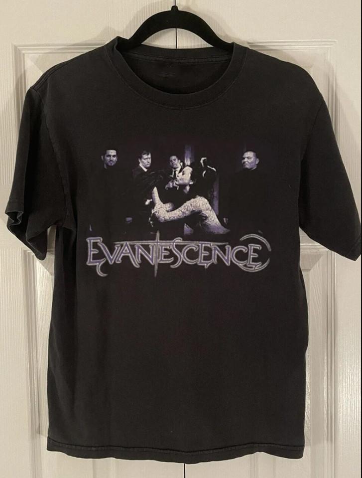 Evanescence Rocková kapela 2004 Vintage styl Turné Unisexové tričko, Evanescence Černé