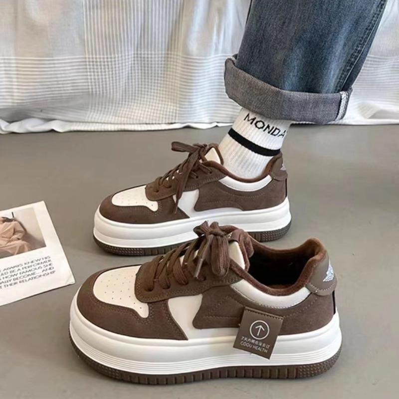 Kids Color Block Suede Thick Sole Lace Up Casual Low Top Platform Sneakers 26