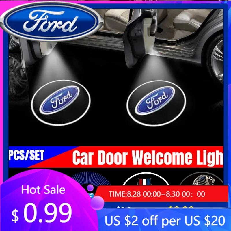 New 2026 Car Sticker Led Car Door Welcome Light Projector Lamp for Ford Mustang Shelby Focus Fusion Transit Fiesta Mondeo Explor