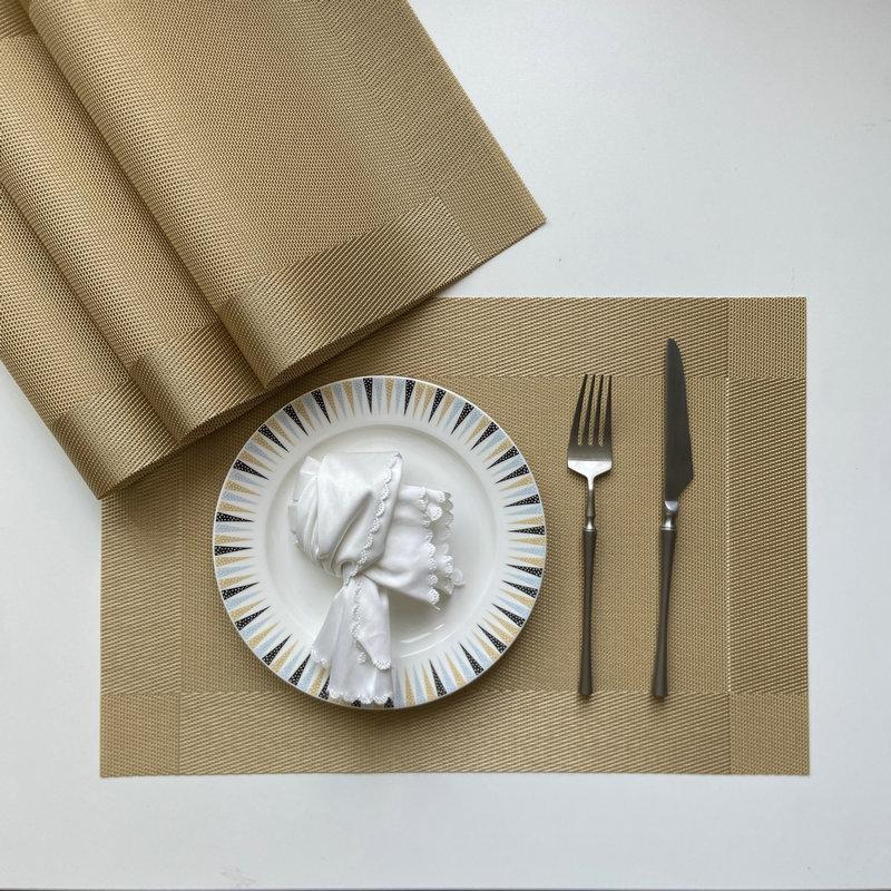 PVC Western food mat, hotel Teslin thermal insulation mat, single frame coaster, home non-slip double frame jacquard woven mat