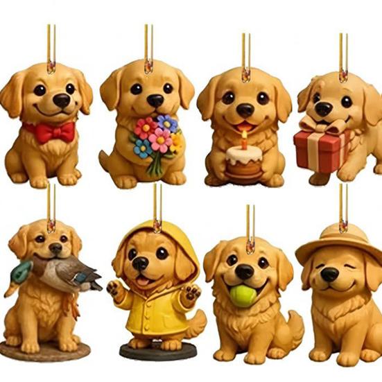 Christmas Collection Set 2026 Advent Calendar Box with 24 Dog Acrylic Ornaments, 2D Flat Hanging Gold Plated Pendants Charms, Countdown Blind Gift for
