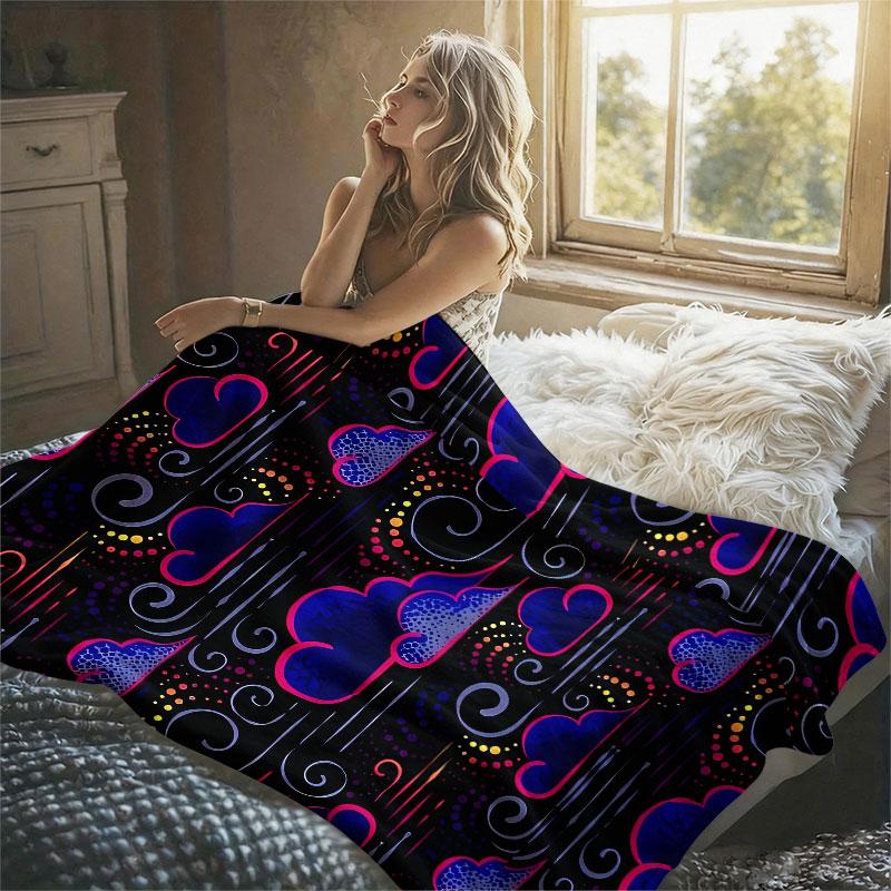 Leopard Bow Cherry Flannel Blanket Warm Soft Halloween Christmas Decorative Couch Warm Cozy All-Season Gift