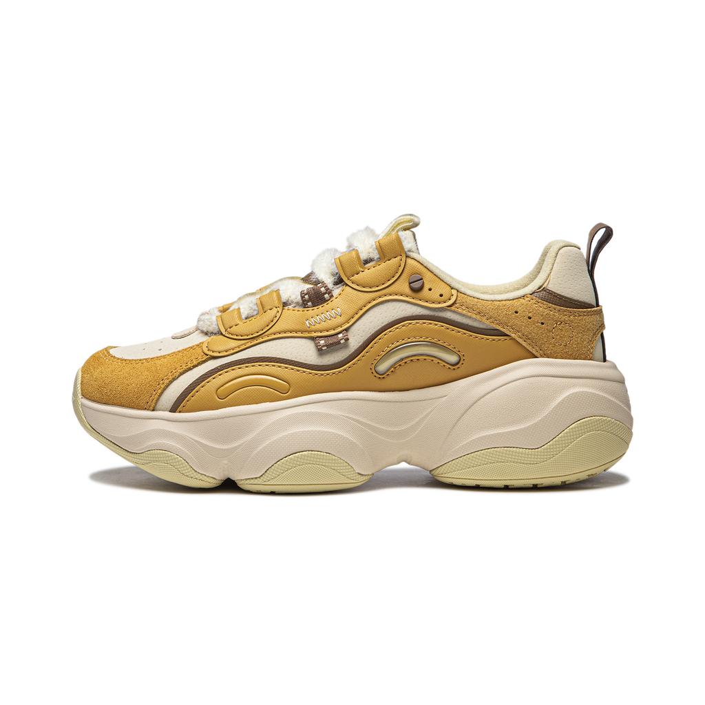 Li-Ning Honey V2 Classic Comfortable Casual Non-Slip Wear-Resistant Low-Top Dad Shoes Women sneaker Yellow Milky AGCU414-4