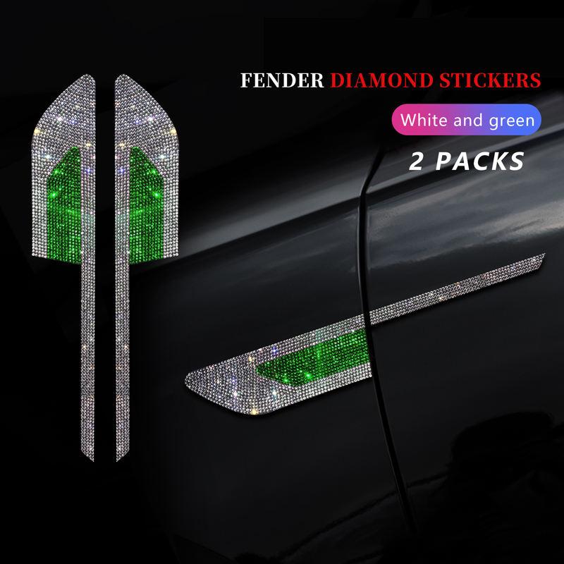 2 Stück Diamant Auto Seitenkotflügel Aufkleber Antikollisions Dekorativer Aufkleber Auto Warnung Styling Bling Autozubehör für Frauen