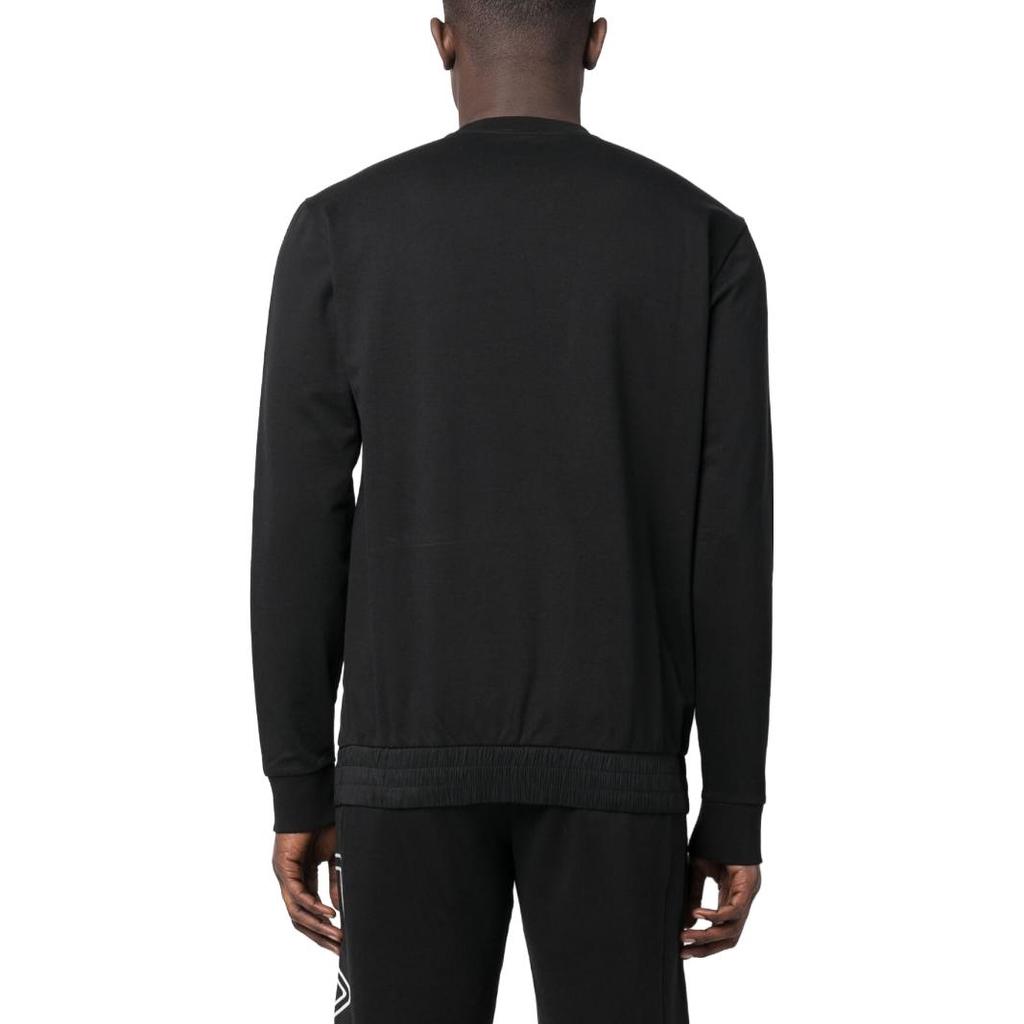 Emporio Armani EA7 SS23 Letter Number Logo Crew Neck Pullover Casual Sweatshirt Men Sweatshirt Black 3RPM26-PJ05Z-1200