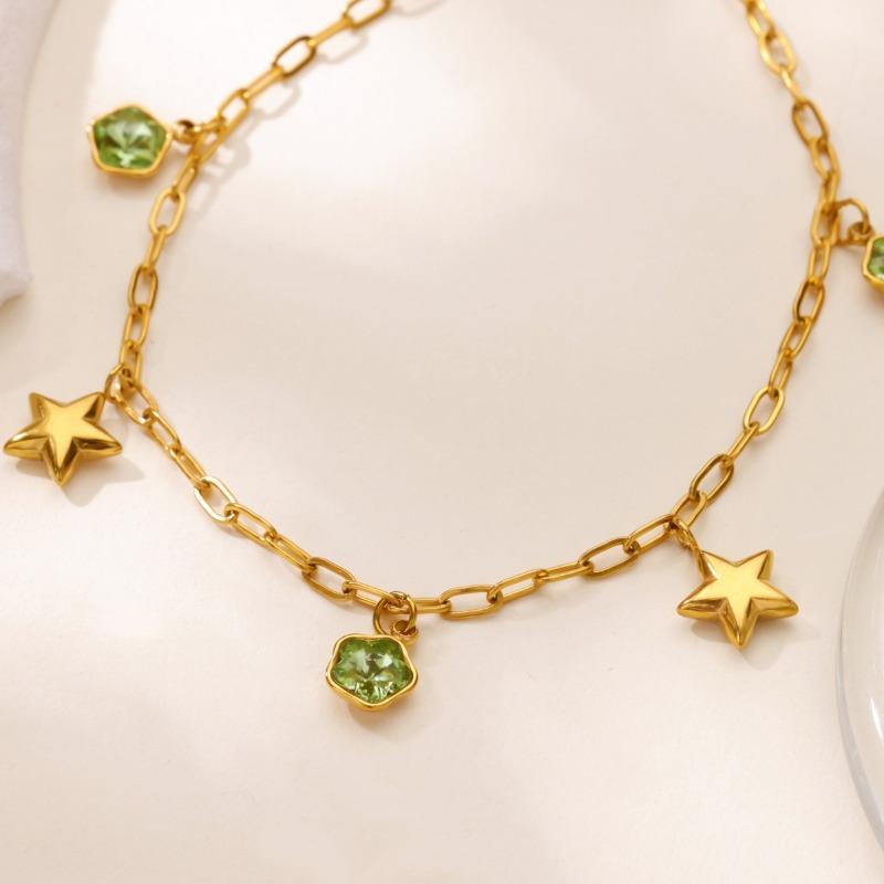 Titanium steel anklet star small round bead design fresh, simple and fashionable versatile vacuum plating does not fade women's