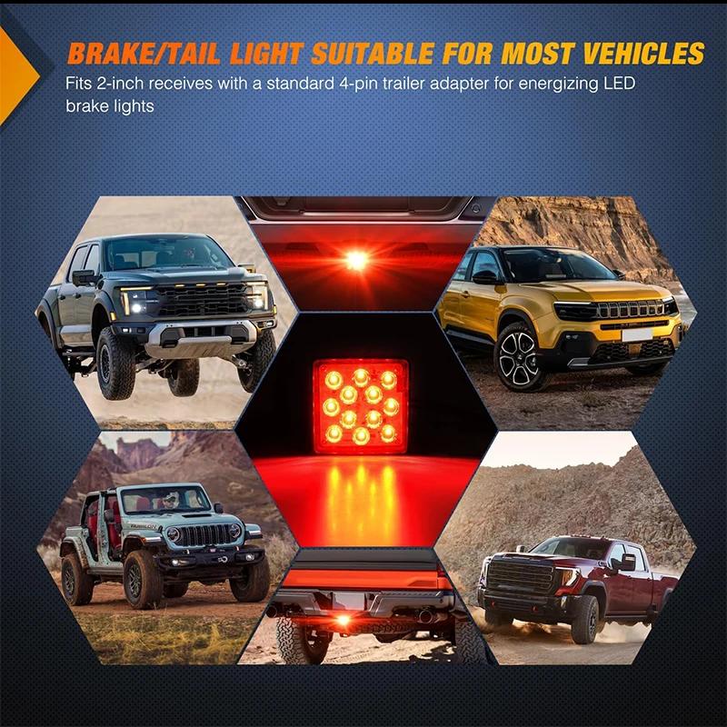 1pc Car taillight Trailer Truck Hitch Towing Receiver Cover Red 15-LED LED Tail/Brake Light For Truck SUV Trailer Brake Light