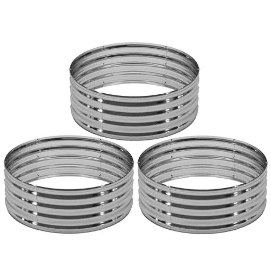 

3PCS 4x4x1FT Galvanized Raised Garden Bed Kit Vegetable Boxes Round Metal Flower Box Large Planter Raised Beds Outdoor Garden f United States