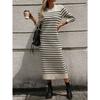 Slim Fit Women's Sweater Striped Long Skirt Dress