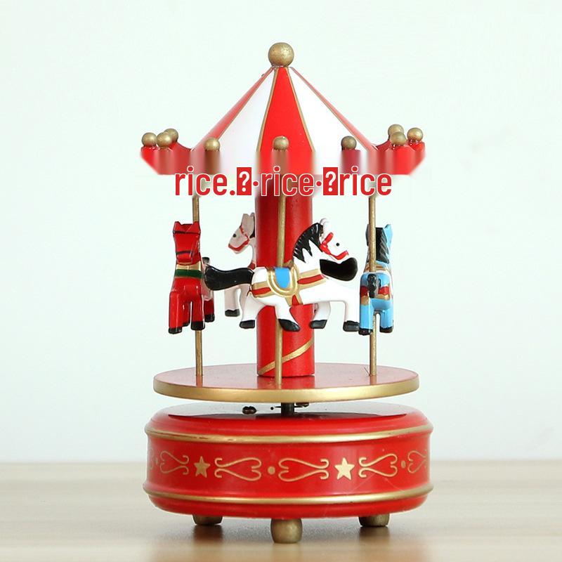 Wind-up Carousel Music Box Cake Decoration - Valentine's Day Gift & Living Room Ornament