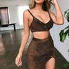 Premium Quality 2 Piece Women Bodycon Two Piece Crop Top And Skirt Set For Stylish Parties