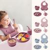 8/Pcs/Set Baby Food Feeding Tableware Sucker Bowl+Spoon+Fork Eating Dinnerware For Children Dishes Baby Bib Cup Baby Stuff