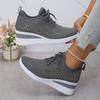Lace Up Women'S Casual Height Increasing Sports Shoes, Low Cut Sports Fashion Style Daily Commuting Comfortable Shoes