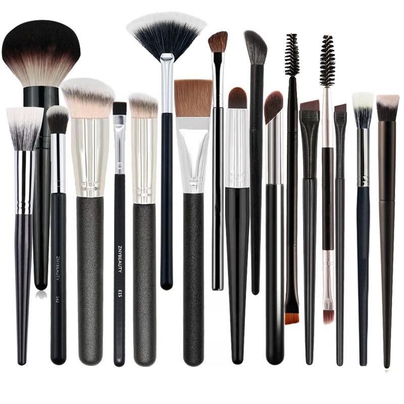 Pincel de base pincel de pó solto pincel de sombra para os olhos 12 peças conjunto de pincéis de maquiagem lã lilás pequena série uva bolsa de pincéis de maquiagem