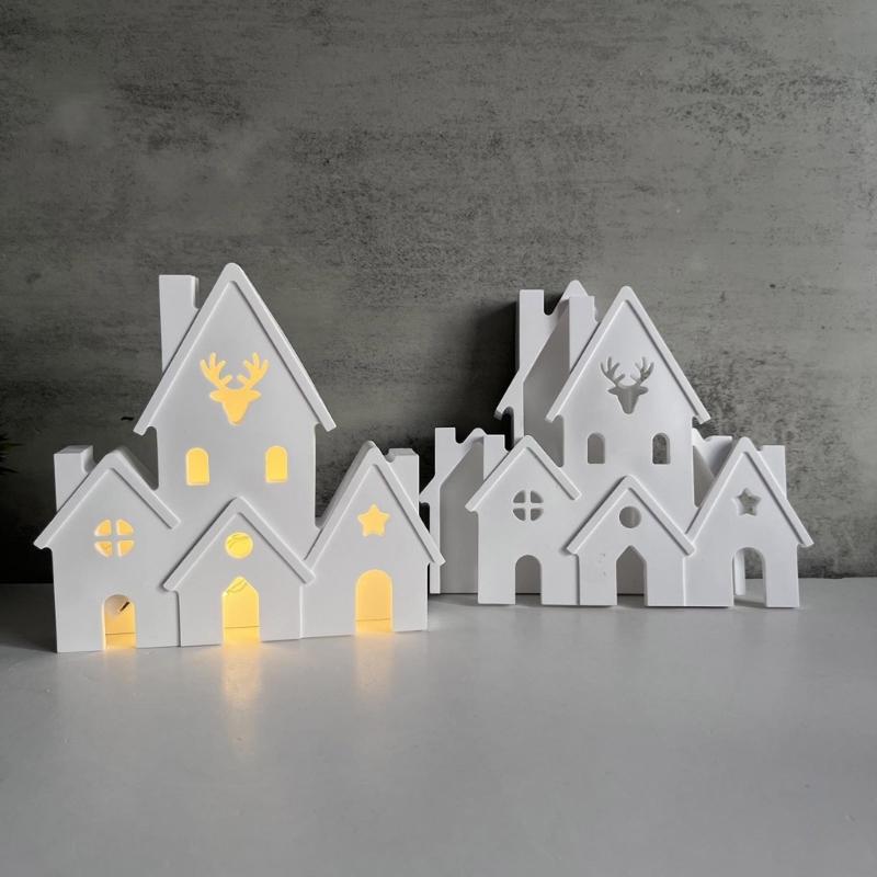 Detailed Christmas Castles Decorations Mold Sturdy Silicone Castles Decors Mold For Crafting Christmas Castles Figure