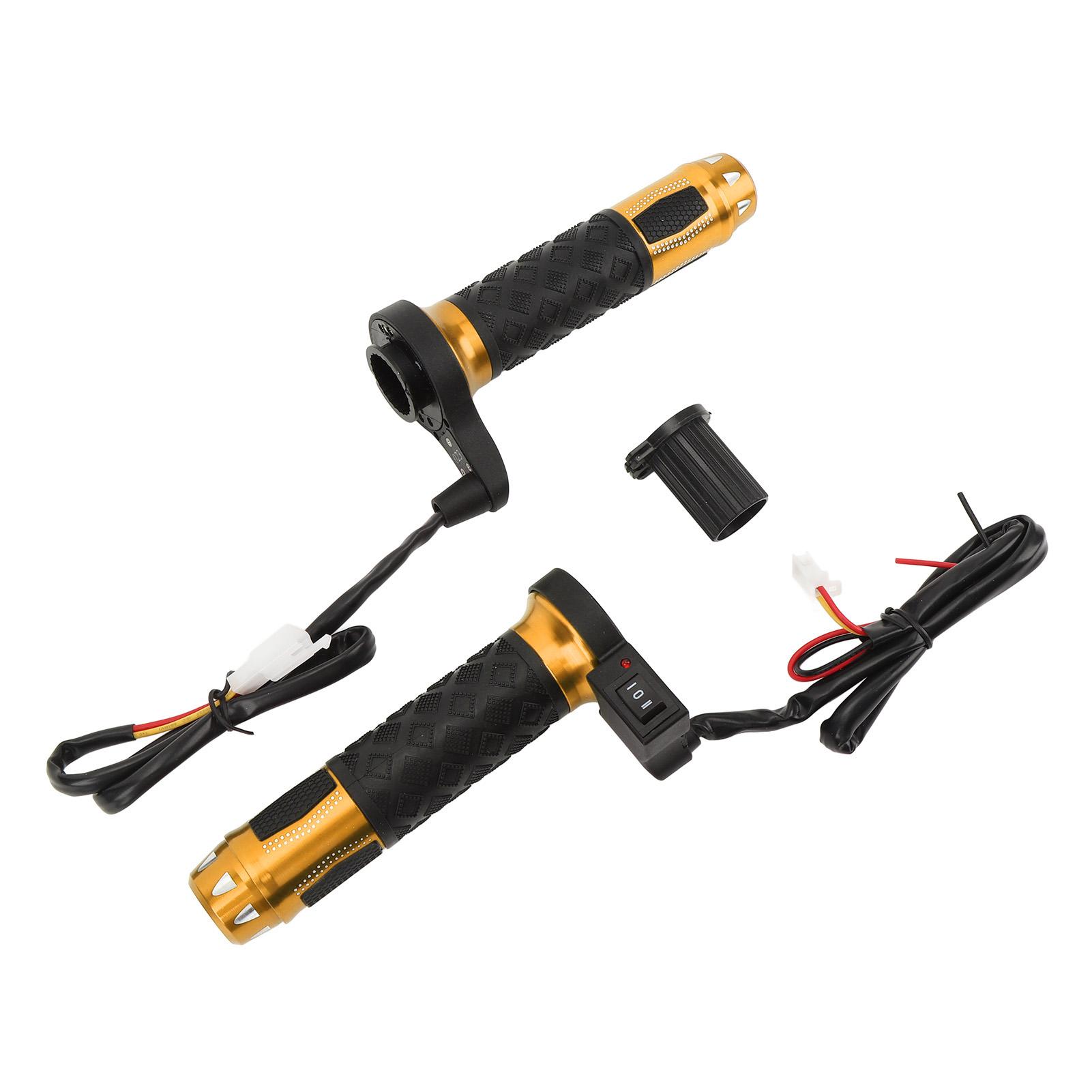1 Pair Motorcycle Heated Hand Grip 3 Gear Temperatures Non Slip Aluminum Alloy ABS 22mm Handlebar Heated Grips 12V Gold золотой