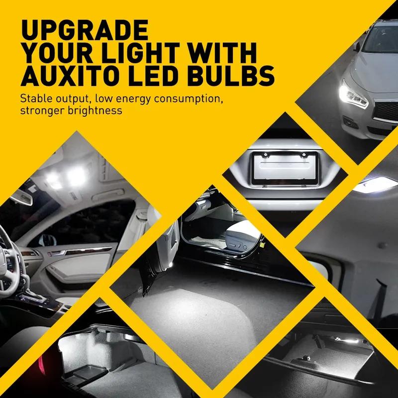 10Pcs AUXITO T10 Canbus LED Lights W5W 168 LED Bulbs No Error 2835 SMD 6000K White Car Interior Lighting Automotive Dome Lamp