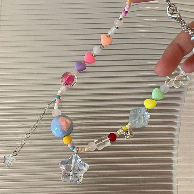 

Модные бусирные necklaces в стиле Y2K Бохо для женщин Милая девушка Ожерелье-чокер на ключицу с подвеской-звездой и кисточкой onesize