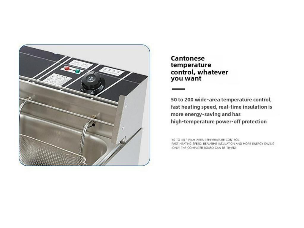 6L Single Cylinder Electric Deep Fryer with Thermostat and Timer for Commercial Use