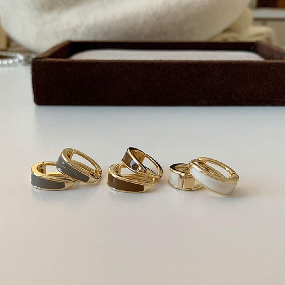 Copper Fashion Design Enamel Ear Buckle Korean Style Earrings Women Hoop Earrings Huggie Earrings