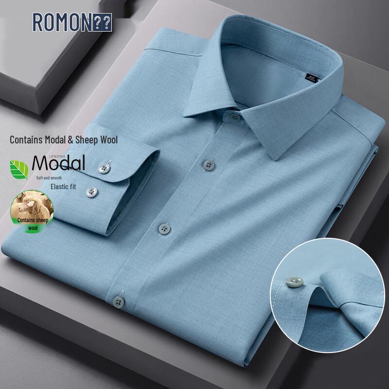 ROMON Men s Long Sleeve Wrinkle-Free Dress Shirt 41