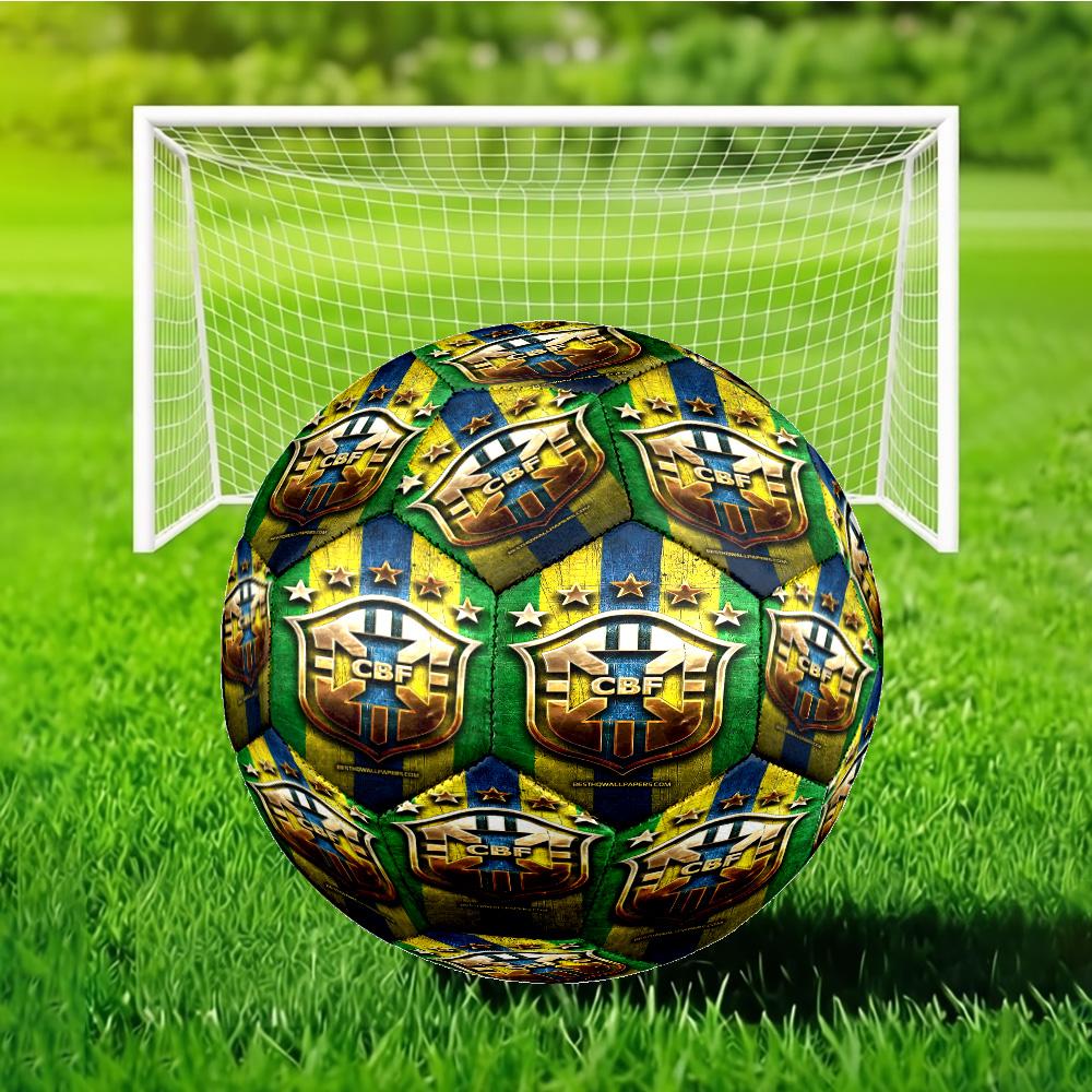 Fußball mit brasilianischem Wappen, Größe 5 - Langlebig, Maschinengenäht, Weich und Komfortabel, Geeignet für Training und Spiele, Geschenk