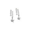 Silver Needle Pearl & Zircon U-shaped Star Dangle Earrings - Elegant Korean Light Luxury Design for Women.