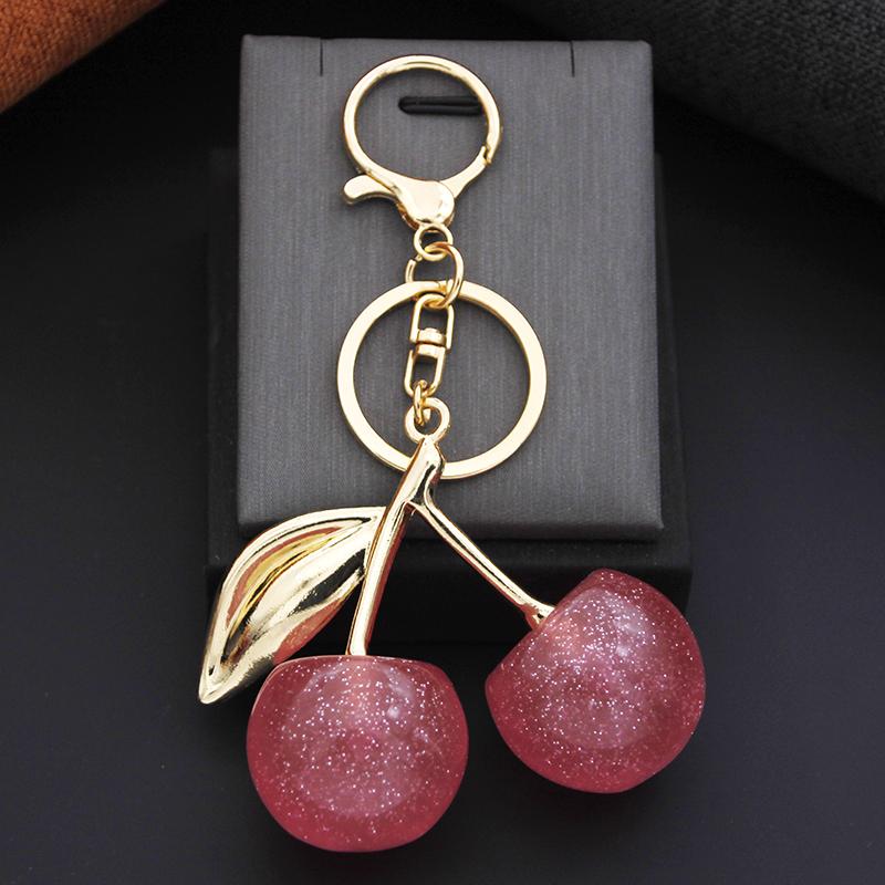 Decorative pendant Cherry Keychain for Bag Women Girls Key Chains Cute Car keyrings for leather handbags Gifts Jewelry Fashion