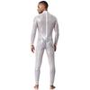 Tuta Holografica Trasparente da Uomo Manica Lunga Full Body Zip Posteriore Catsuit Clubwear