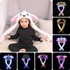 Rabbit Cartoon Womens Hat Winter Plush Moving Bunny Ears Shine Earflaps Movable