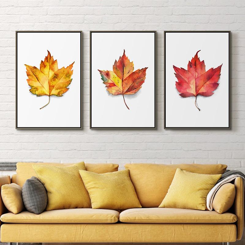 Fall Leaf Watercolor Posters and Prints Autumn Leaves Wall Art HD Pictures Canvas Painting Living Room Home Aesthetic Decoration