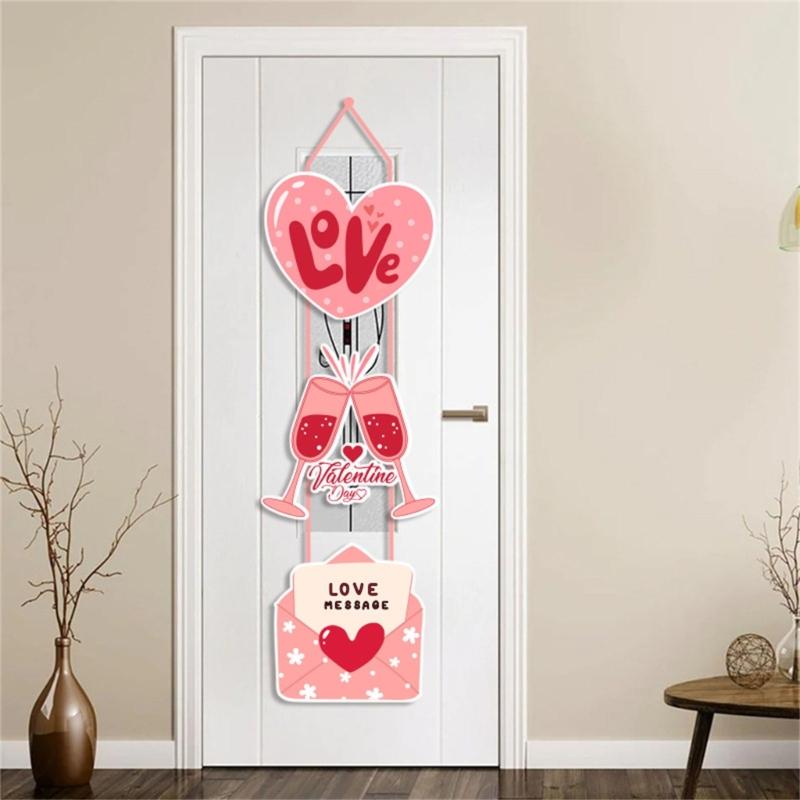 Valentines Day Door Hanger Paperboard Hanging Sign Decors Door Decorations Outdoor Indoor Wall Decors Party Supplies