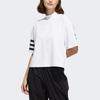 Adidas Neo W Cs Mar Tee Striped Sports Half High Neck Short Sleeve Drop Shoulder T-Shirt Women Tops White GP5469