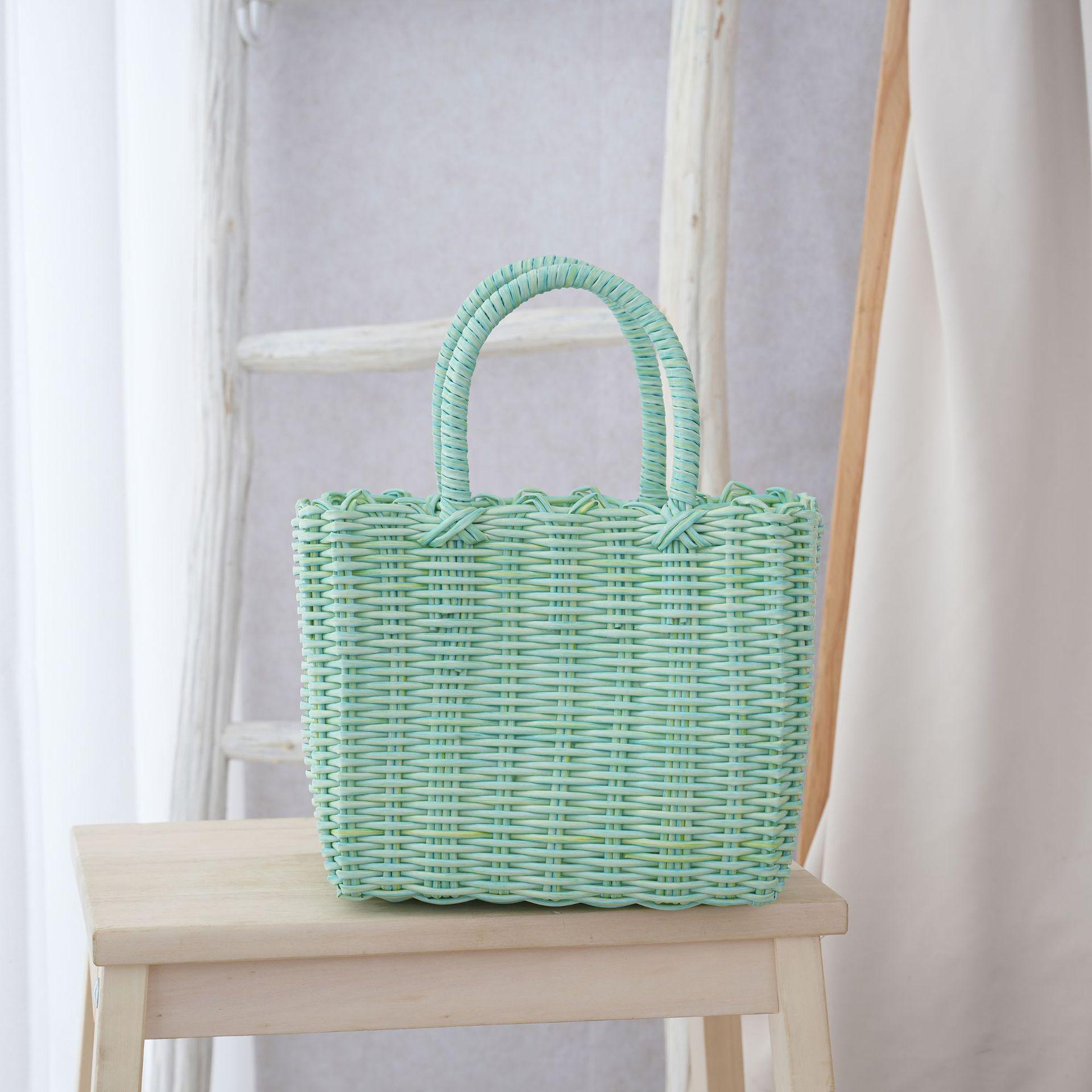 

Adorable Cat Woven Tote Bag - Square Handmade Basket for Shopping & Everyday Use