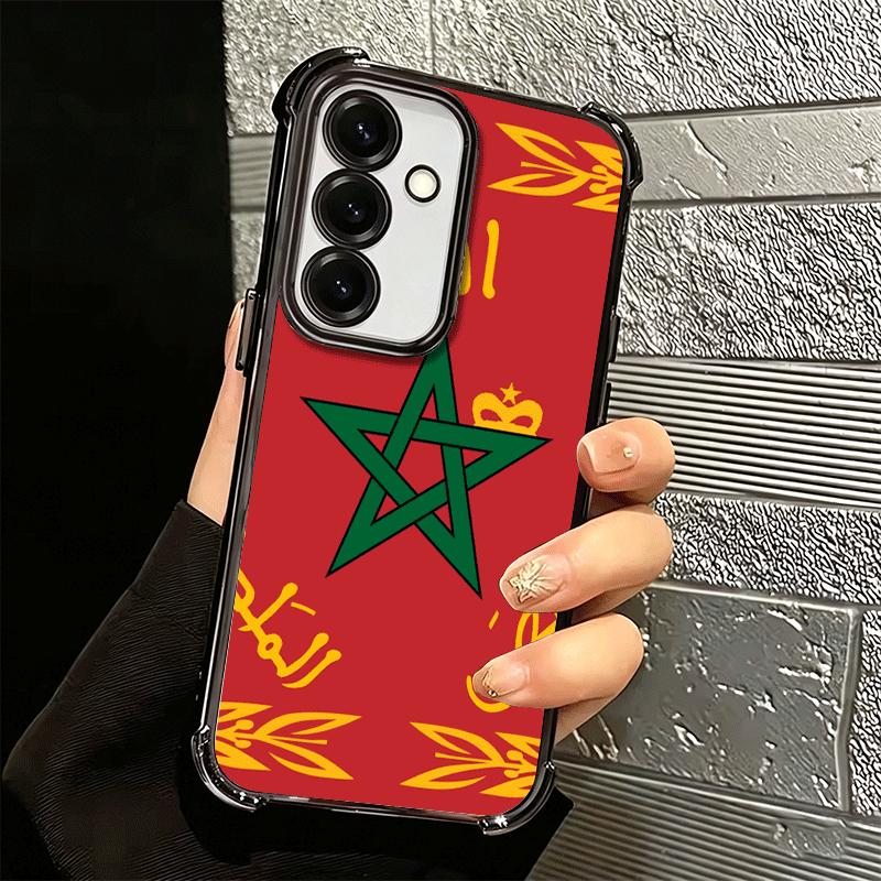 Morocco Flag Plating Phone Case For Samsung A17 A07 A37 A57 A16 A56 A15 A55 A14 A54 A13 A53 A26 A36 A25 A35 A24 A34 A23 A33