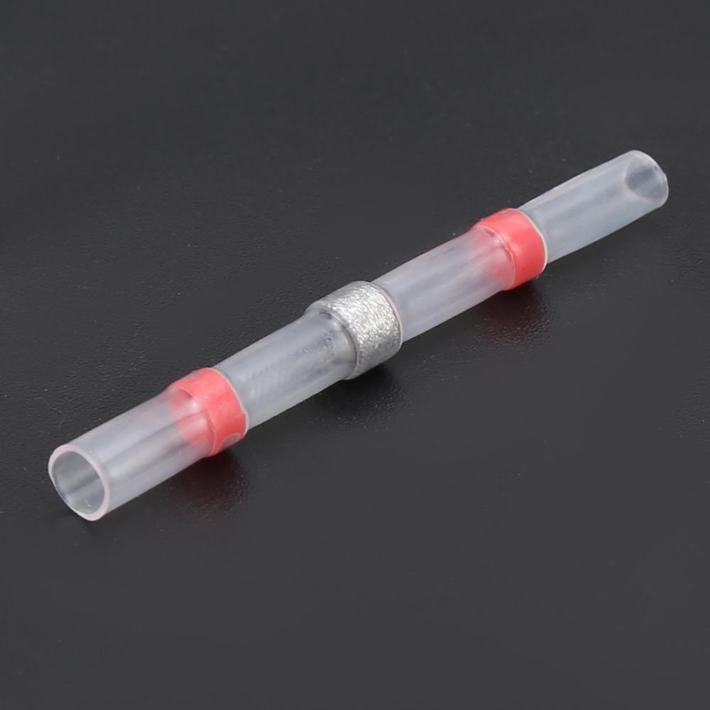 50 Pcs SST-S21 Solder Seal Wire Connector 22~18AWG One Step Connection Heat Shrink Butt Connectors Waterproof HotMelt