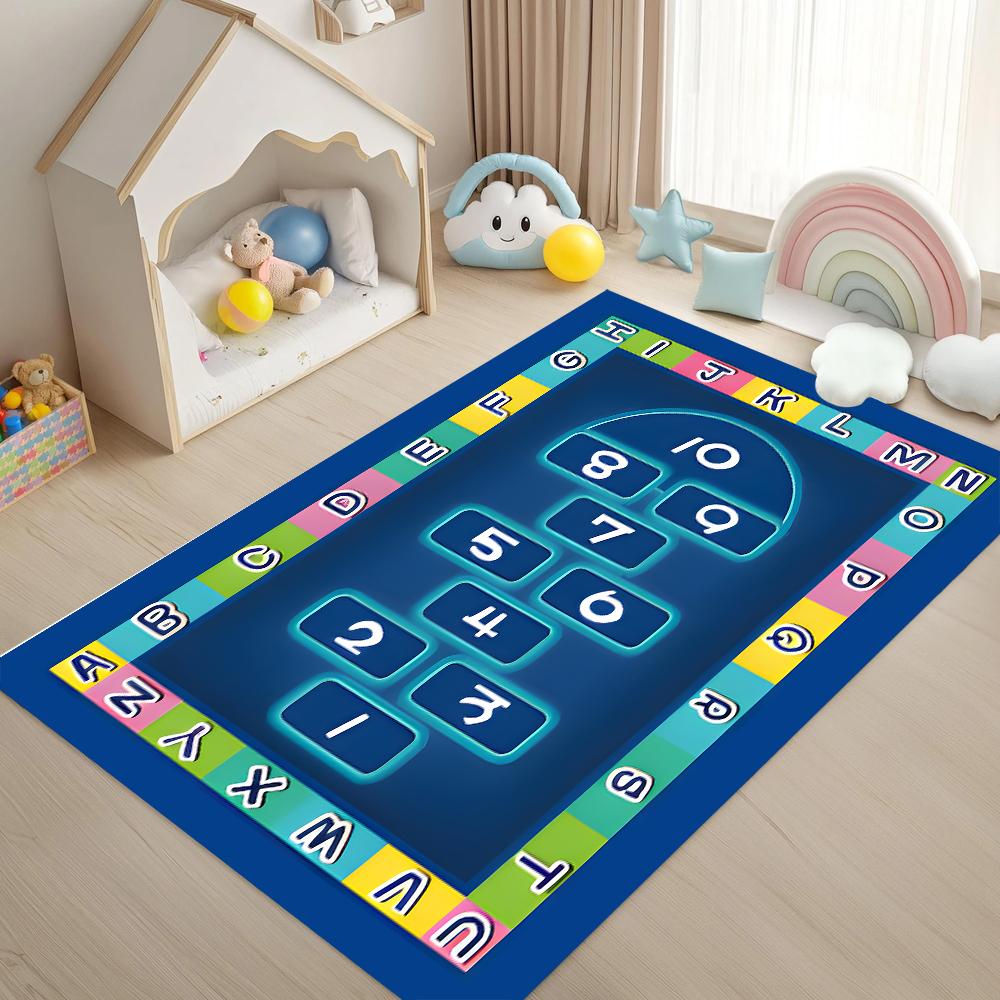 

Kids Educational Area Rug Alphabet Number Cartoon Animal Patterns Soft Carpet for Children s Room Playroom Carpet Non Slip Blue 40x60CM