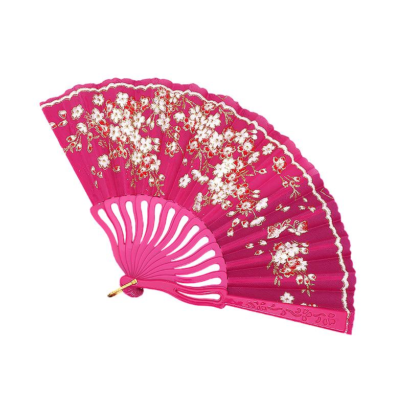 

1 шт. Веер для танцев в древнем стиле, складной, для фотосессий, элегантный, с цветущей сливой, подарок, пластиковый, классический, новый китайский стиль, разноцветный A розы красного