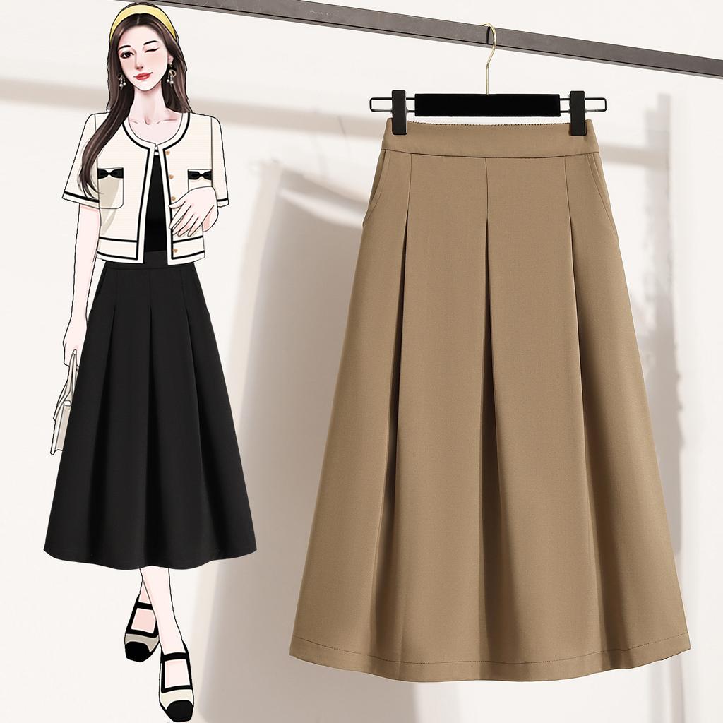 DIMANAF Plus Size Autumn 2025 Skirts Women Loose Skirt A-Line Fashion Maxi Pleated Skirts